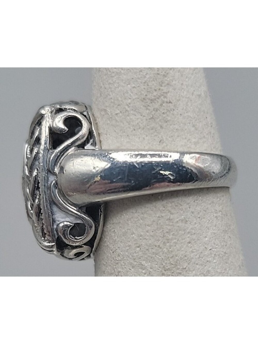 Gail Scott Sterling Silver & 18k Diamond Basket Weave Ring Ladies 6.75 15.66g - Picture 14 of 16